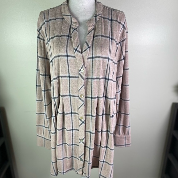 Soft Surroundings women chic plaid buttoned Sz 3X long sleeve flannel top - Picture 1 of 9